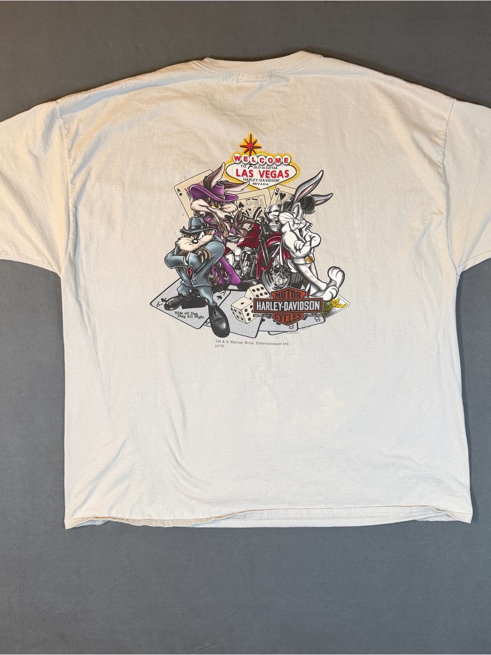 Vintage Harley Davidson Looney Tunes Las Vegas T-Shirt White - 3X